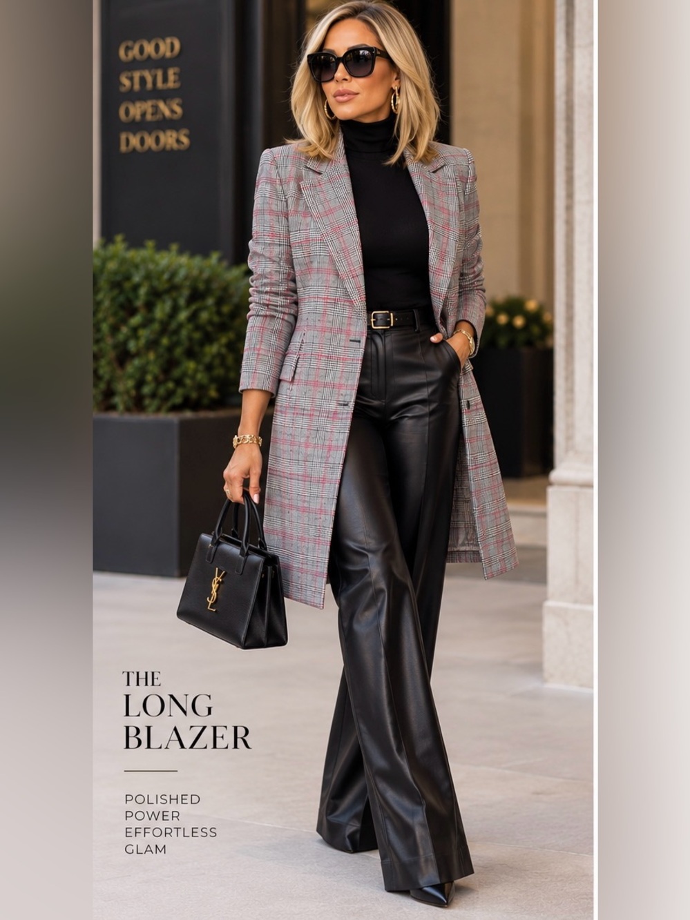 Zara Glen Plaid Long Blazer